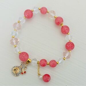 Chic Pink and Gold Beaded Bracelet